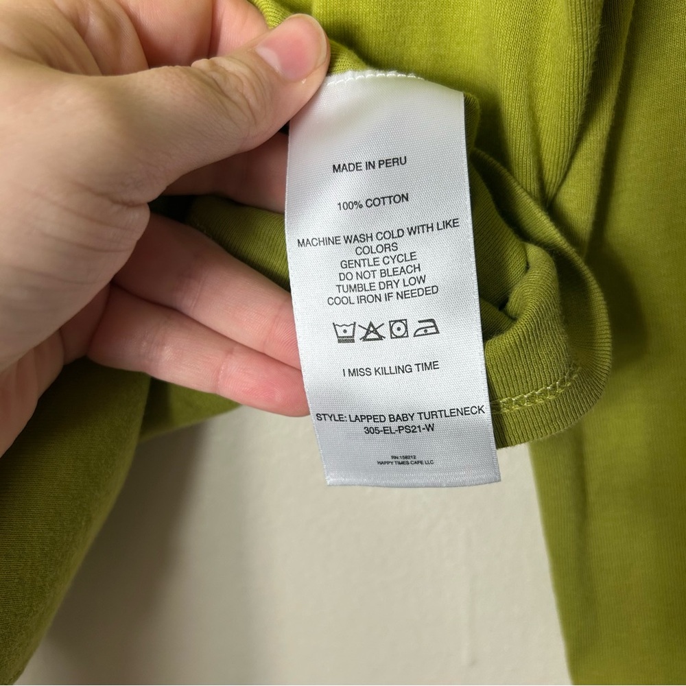 Eckhaus Latta green lapped baby turtleneck long sleeve top XL - Picture 8 of 8